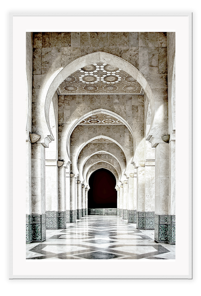 Urban print morocco india architecture archways hallway neutral tones 