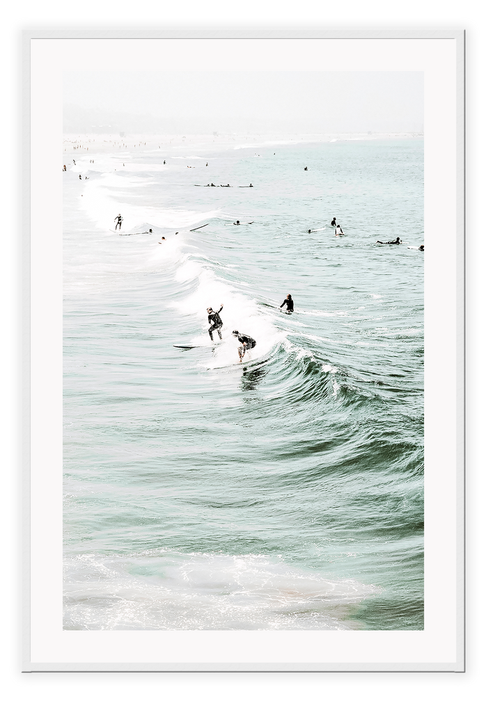 Ocean sea waves surfing and white wash summer portrait busy beach 