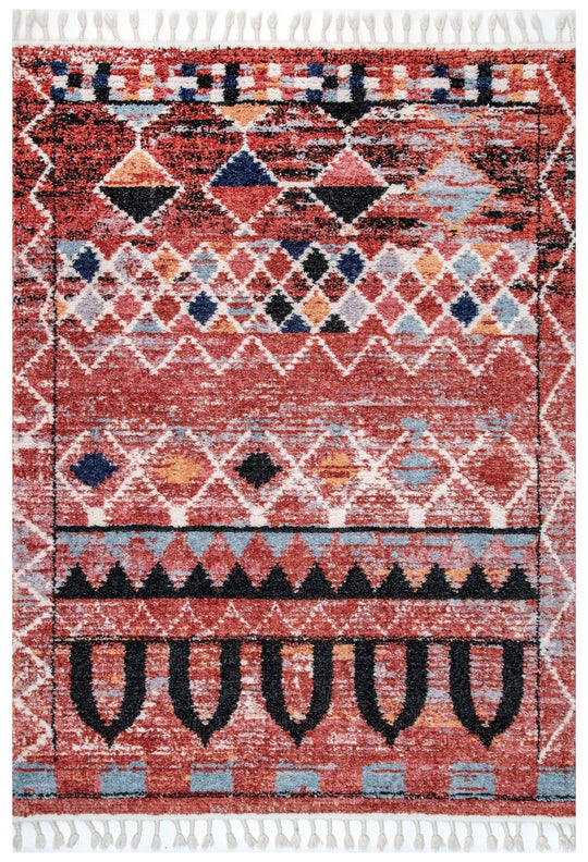 Amira Fringed Moroccan Rug - Rose