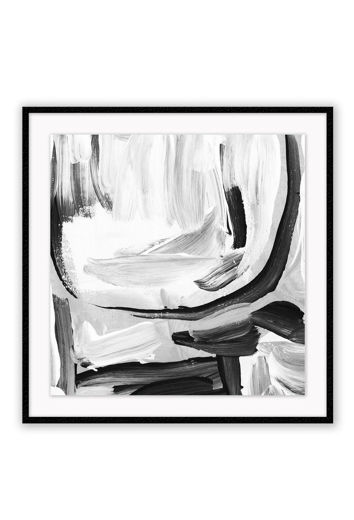 black and white abstract art framed paint 
