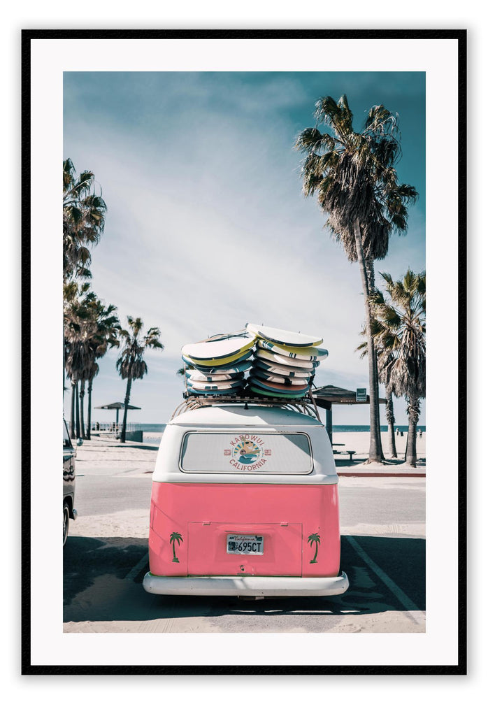 A tropical beach style wall art with summer beach in California surfing paradise.