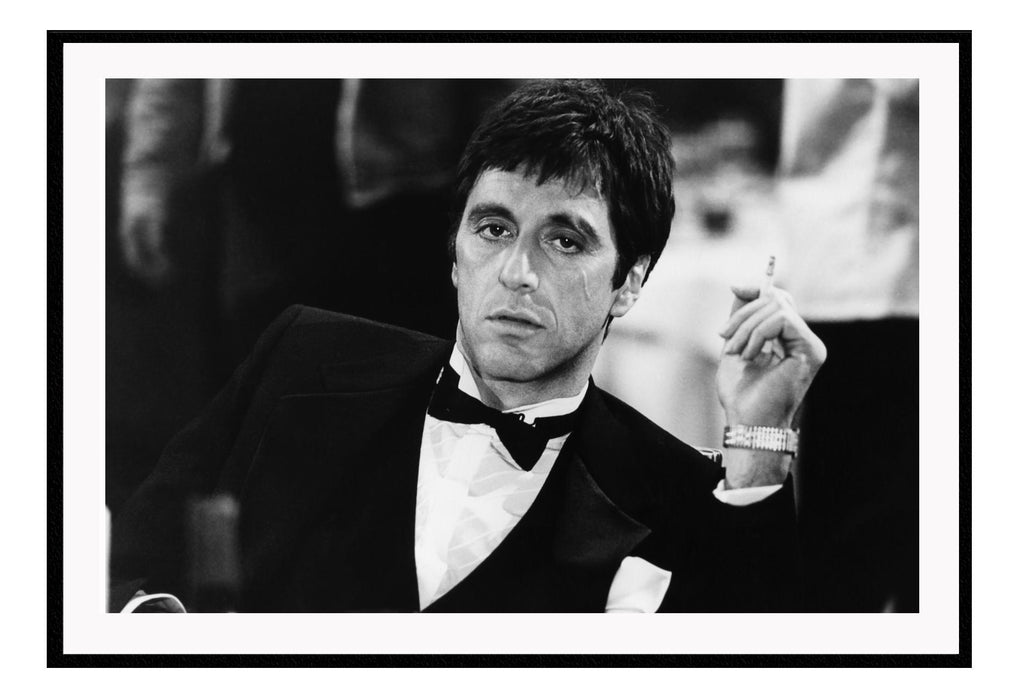Iconic photography scarface Al Pacino cigarette black and white classic suit 