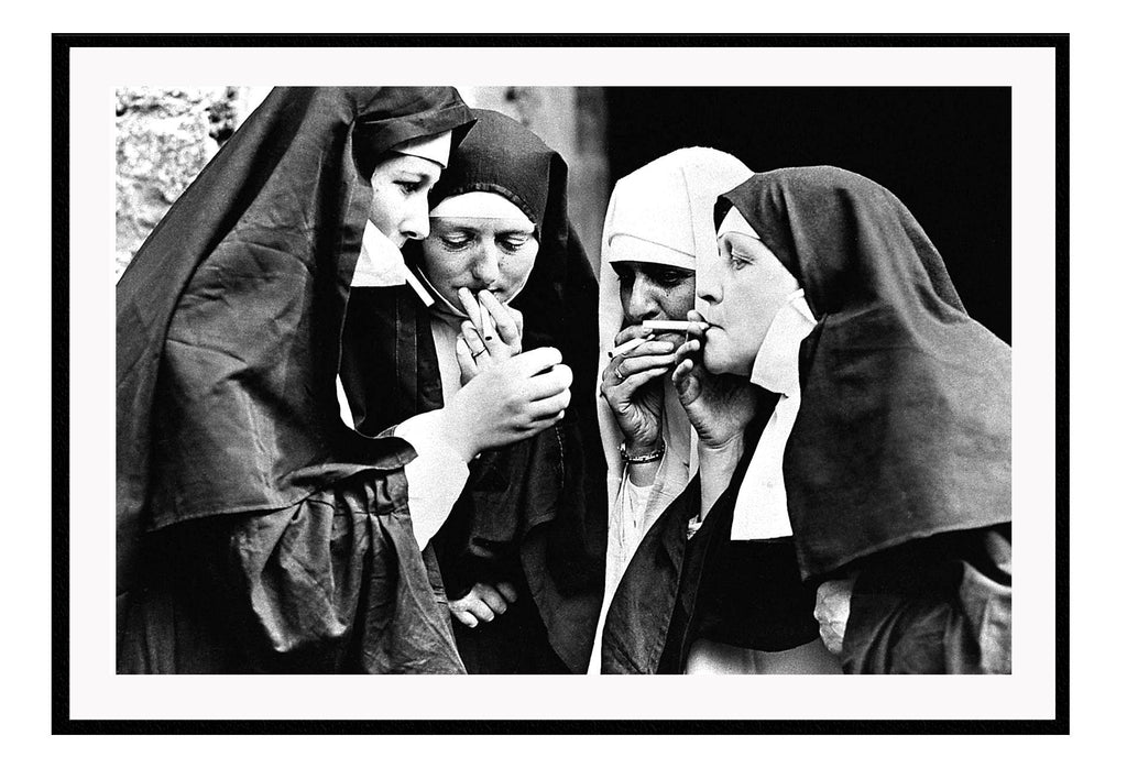 Church print, black and white smoking cigarette religious landscape lighter