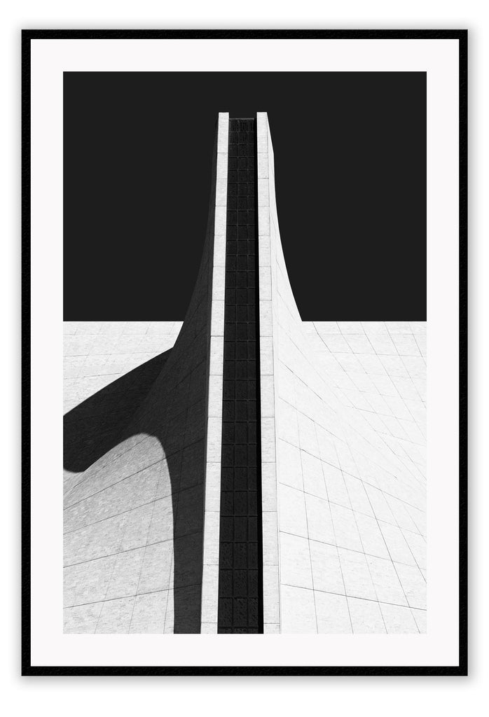 Minimal architechture print black and white texture shadow black background
