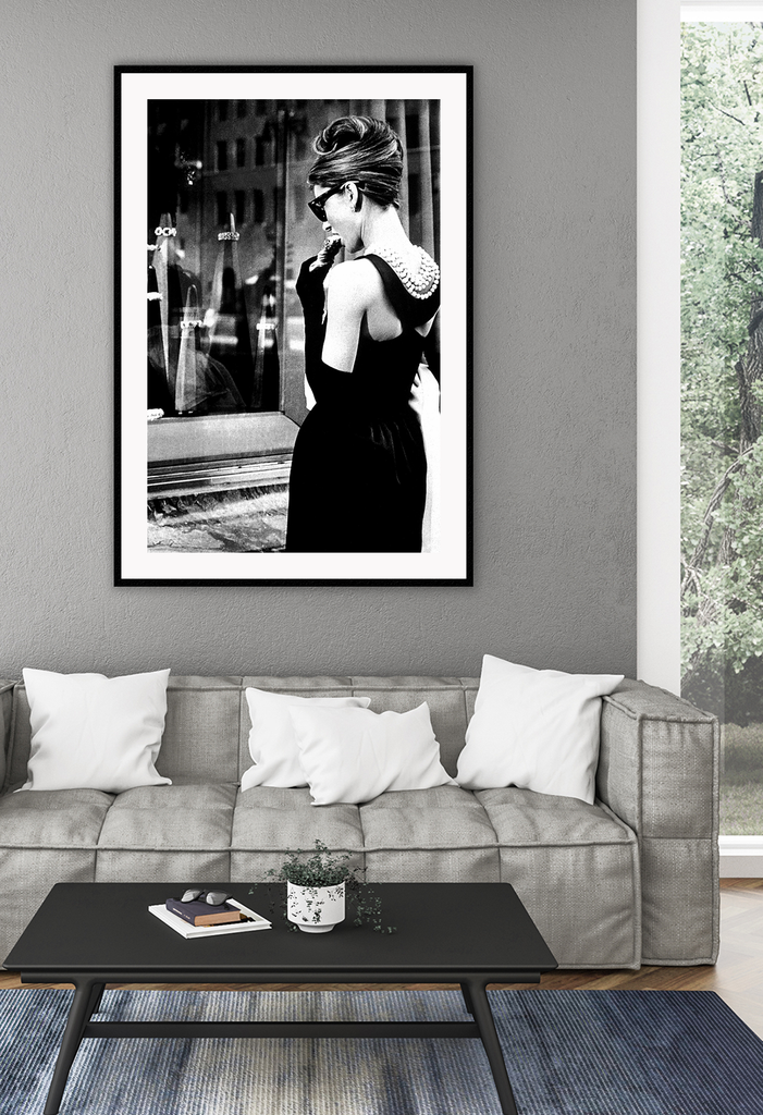Audrey Hepburn iconic model celebrity black and white cigarette photography fashion print 