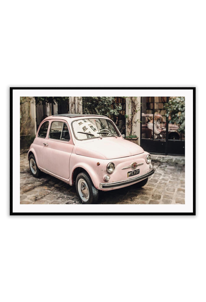 Photography print car fiat pink neutral background stone vintage landscape 