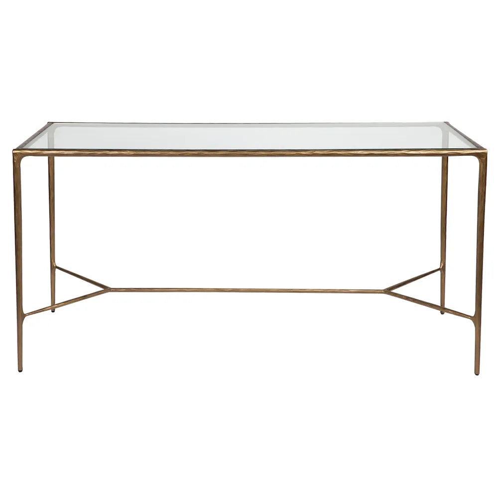Elegant slim gold frame and glass table top