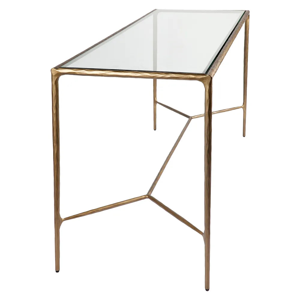 Elegant slim gold frame and glass table top