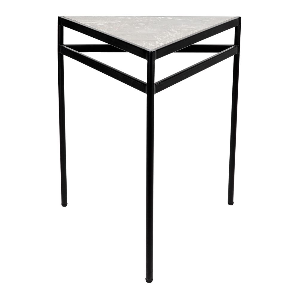 Minimalist triangle table with marble top