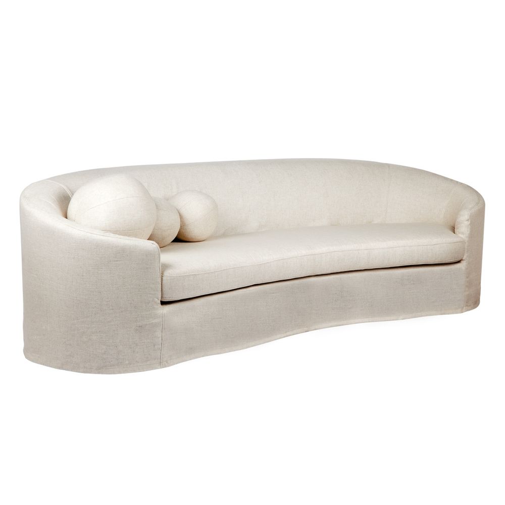 Curved modern natural linen sofa