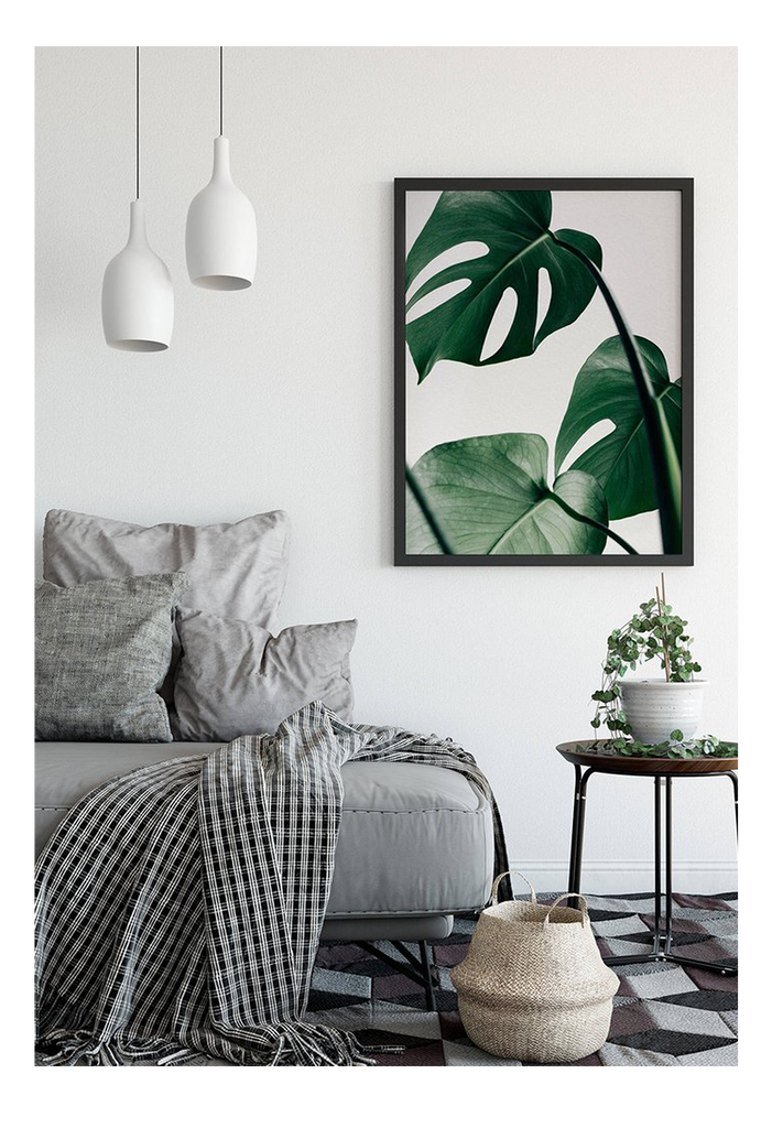  A natural wall art with green Monstera Leaf. 