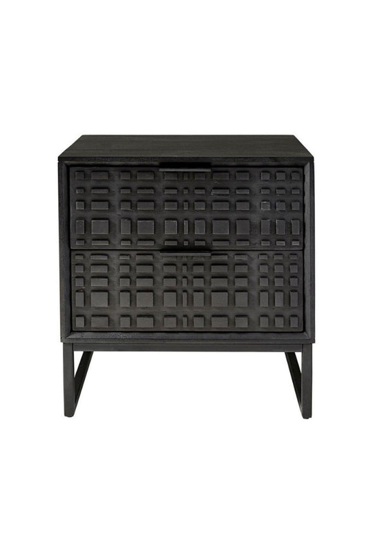 Ines Wood Bedside Table Black