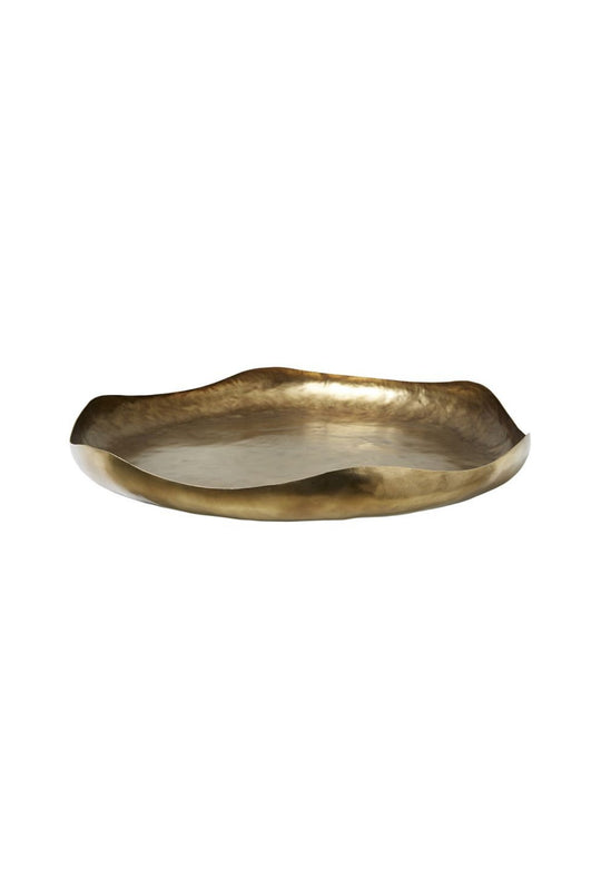Iris Round Tray In Antique Brass (Sale)