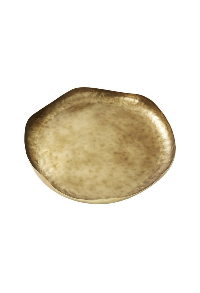 Iris Round Tray In Antique Brass