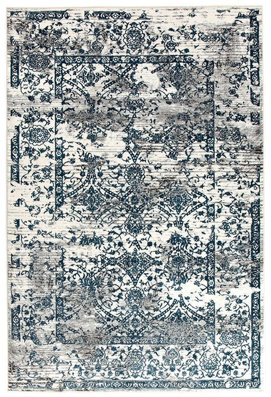Keisha Yasmin Distressed Transitional Rug White Blue Grey