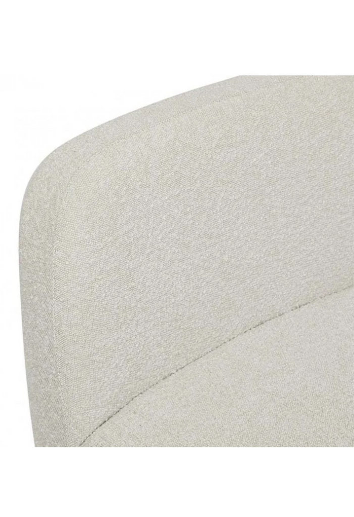 Low Rise Armless Occasional Chair Fully Upholstered in Cream Oat Boucle with Spacious Square Seat on White Background