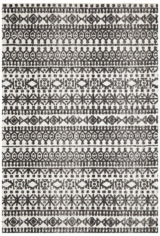 Lucinda Yasmin Ivory Black Rug