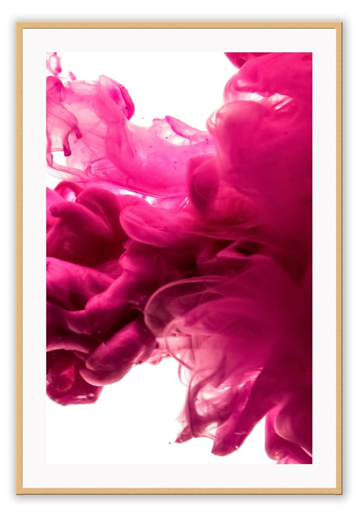 Hot pink modern print featuring a smoke cloud explosion on a white background.