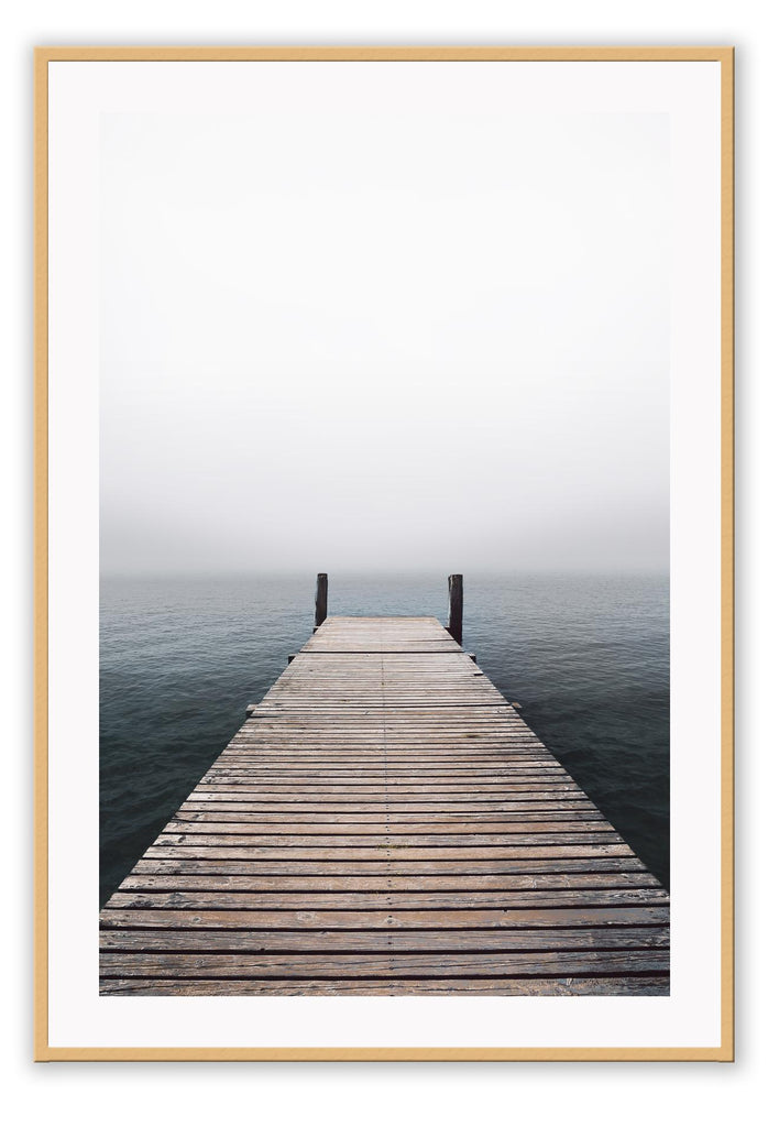 Wooden photography print portrait dock sea minimal abis texture with blue and neutral tones 