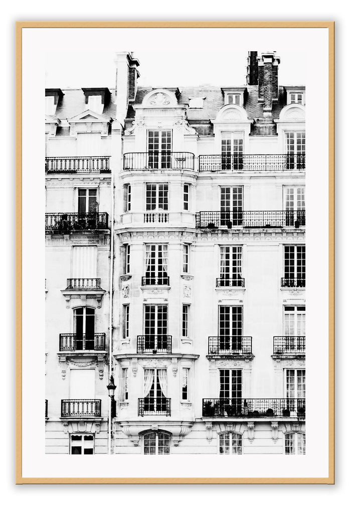 Black and white print photography minimal france windows and balconies architecture 